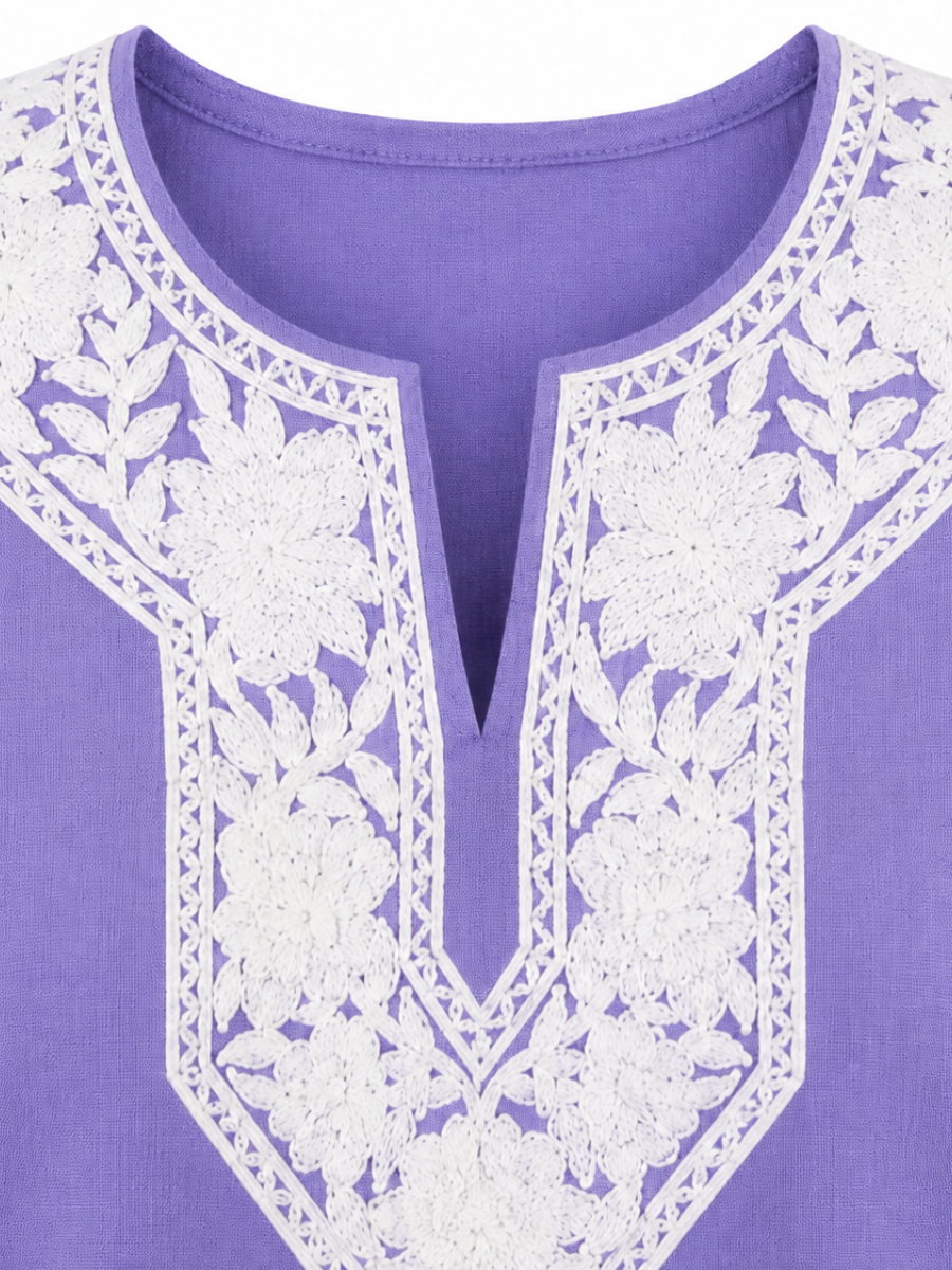 Noor : Aari embroidery summer kurti | Lavender